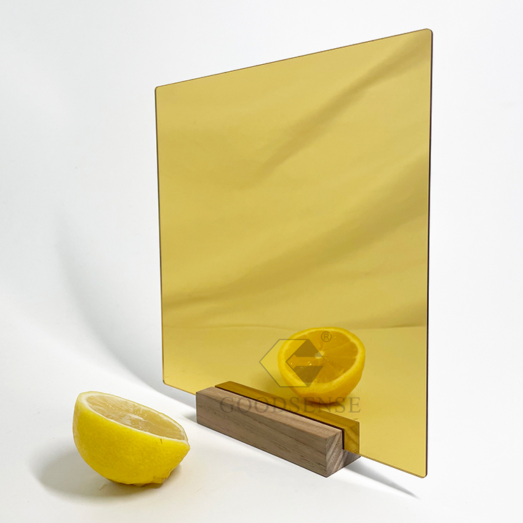 Goodsense 金色亚克力单向镜子供应商 100% 原生有机有机玻璃镜子切割尺寸 PMMA 有机玻璃板自粘单面镜砖适用于淋浴派对